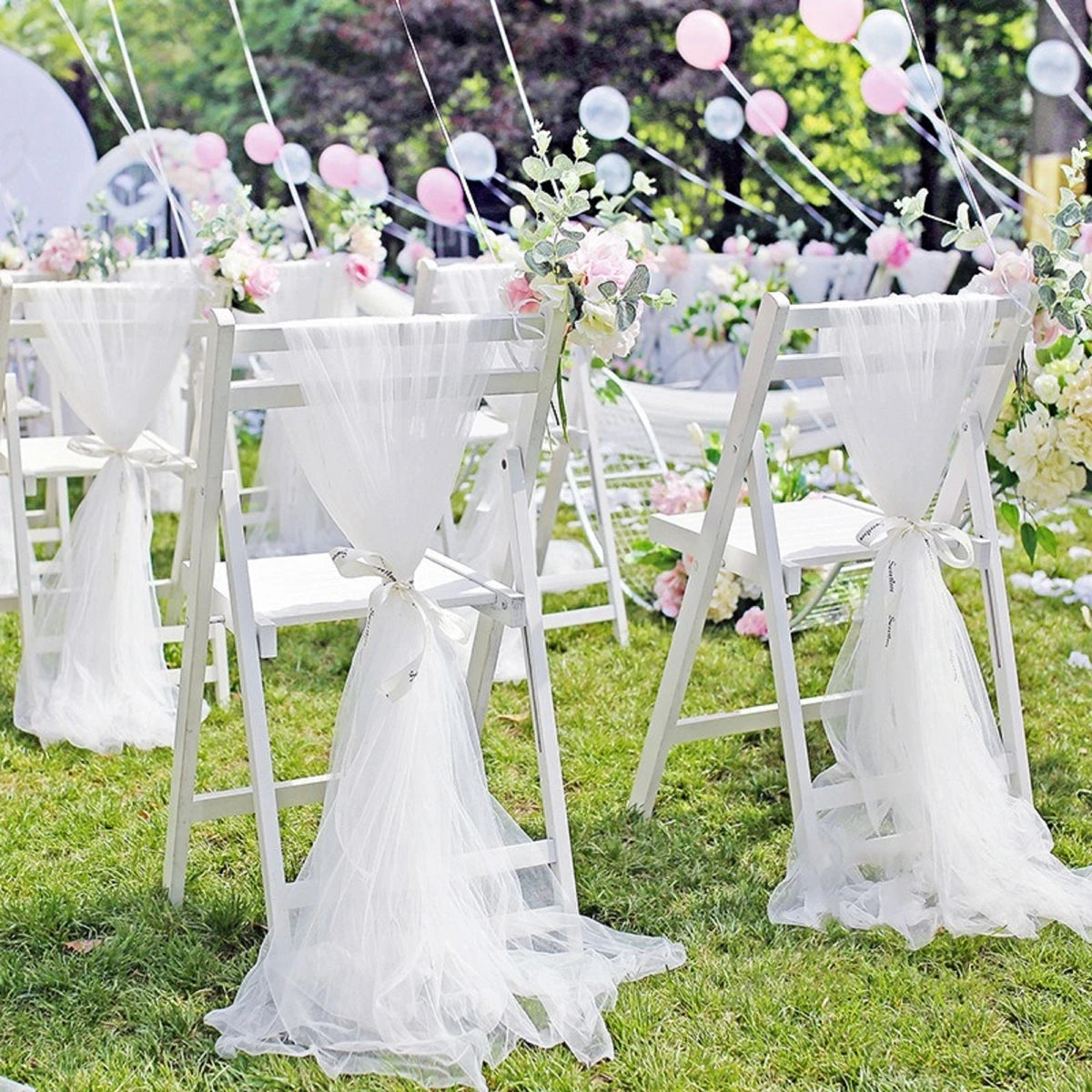 Rouleau de Tulle Décoratif pour Mariage - Transparent - Décoration de Fête et de Chaise