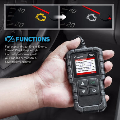 LAUNCH X431 Creader CR3001 : Outil diagnostic OBD2, moteur, codes défauts, mise à jour gratuite.