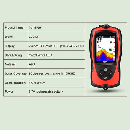 Détecteur Poisson Rechargeable LUCKY FF1108-1CWLA/CT Sonar Sans Fil, 45m, fish