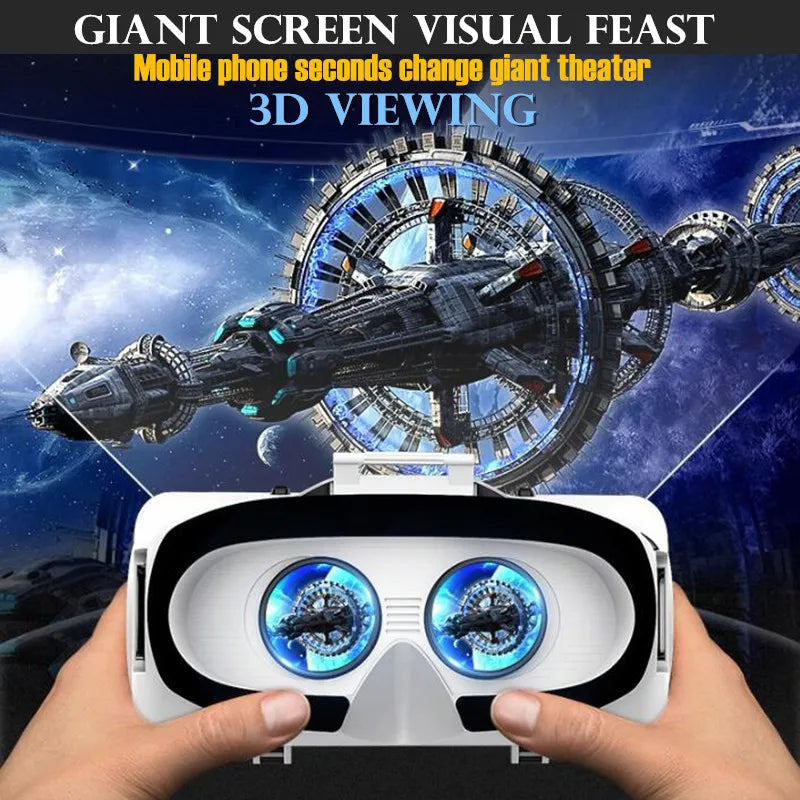 Lunettes VR 3D Écran Géant IMAX, Casque VR pour Téléphones 4.5-6.53", Joysticks