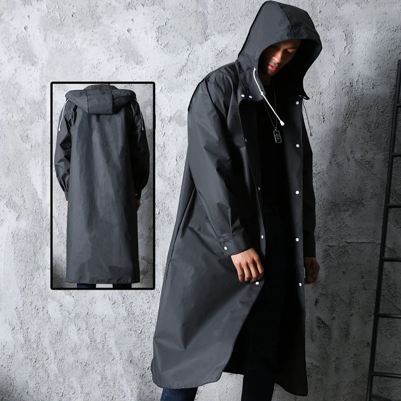 Imperméable Noir - Mode - Adultes - Long - Capuche - Randonnée - Pêche - Épais