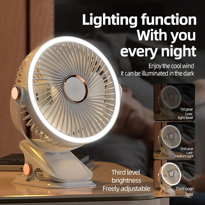 Ventilateur camping 8000mAh rechargeable portable LED pince sans fil plafond bureau