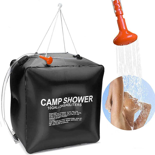 Sac de douche solaire 40L, pommeau de douche, chauffage rapide, camping, la pêche, la randonnée