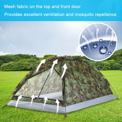 Tente de camping imperméable, coupe-vent et anti-UV pour 1 à 2 personnes, robuste et renforcée