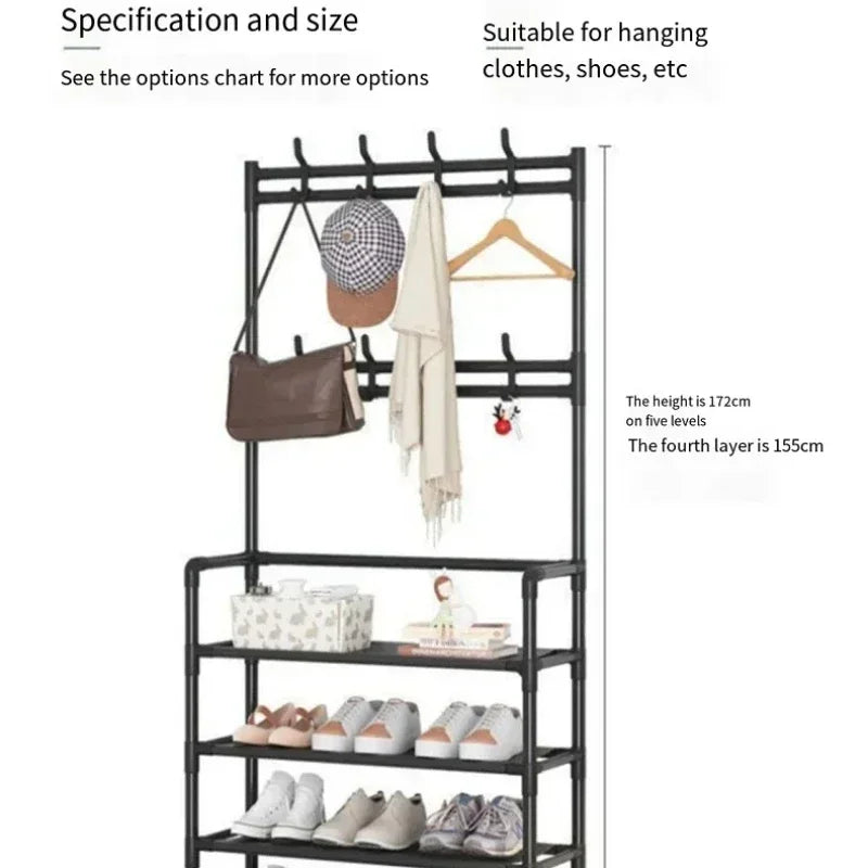 Étagère à chaussures et porte-manteaux multi-niveaux : Rangement pratique pour vêtements, chaussures, chapeaux. Solution d'organisation intérieure