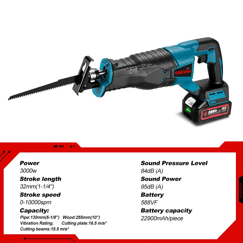 Scie électrique sans fil 10000SPM multifonction métal bois batterie 18V