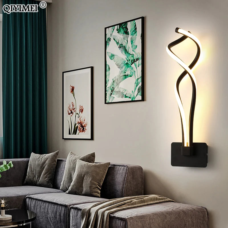 Modern Minimalist Wall Lamps Living Room Bedroom Bedside Luster AC90V-260V LED Indoor black white Lamp Aisle Lighting decoration