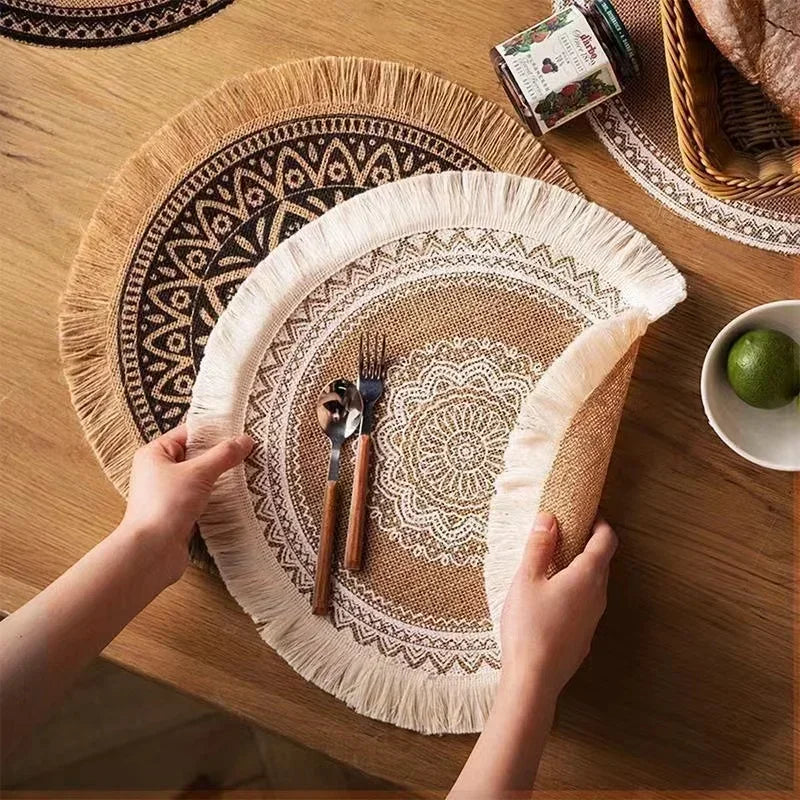 Set de Table en Jute Antidérapant - Élégance Naturelle pour Table à Manger