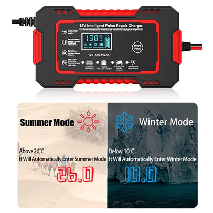 Chargeur batterie 12V 6A réparation pulse, LCD, AGM, GEL, auto moto vélo rapide