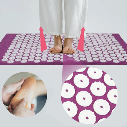 Coussins de massage yoga violets avec grands points de contact pour le cou, le dos et les pieds