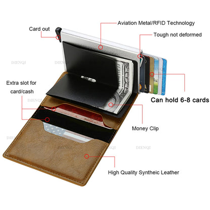 Porte-cartes anti-vol RFID, portefeuille minimaliste, slim, cash, carte