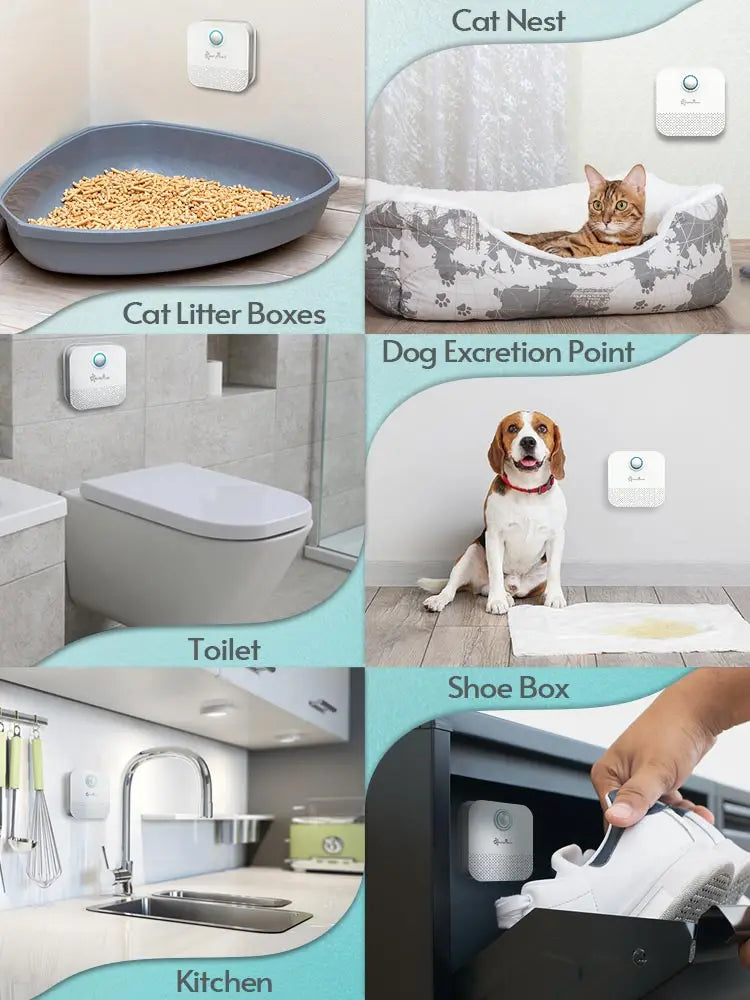 Purificateur d'odeurs intelligent pour litière de chat - 4000mAh - Désodorisant pour toilettes pour animaux de compagnie