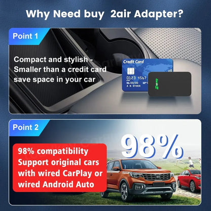 Adaptateur CarPlay/Android Auto sans fil, Mazda, Toyota, Mercedes, Peugeot.