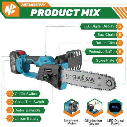 Scie Électrique Sans Fil 12 Pouces pour Jardin, Bois 18V - traçoneuse