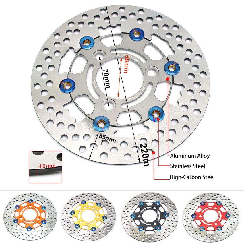 Étrier de Frein Universel Moto 82mm, Disque Flottant 200mm 220mm avec Adaptateur