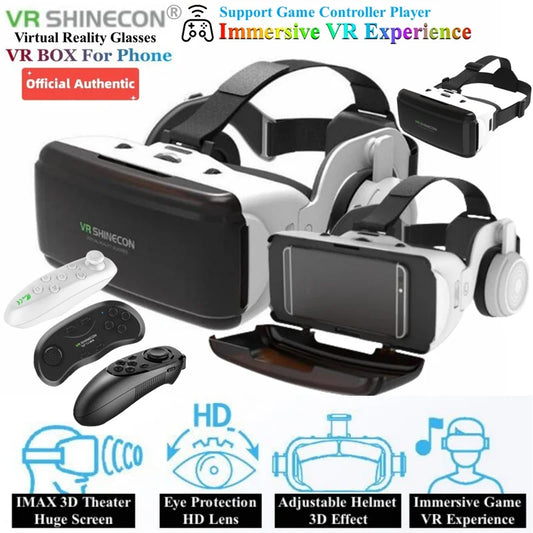 Lunettes VR 3D Écran Géant IMAX, Casque VR pour Téléphones 4.5-6.53", Joysticks