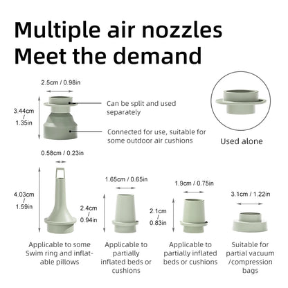 Mini Pompe à Air Électrique 3 en 1 avec Lumières - Compresseur sans Fil USB pour Camping Extérieur