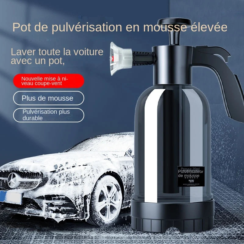 Pulvérisateur 2L avec 3 buses pour lavage voiture, mousse, nettoyage vitres.