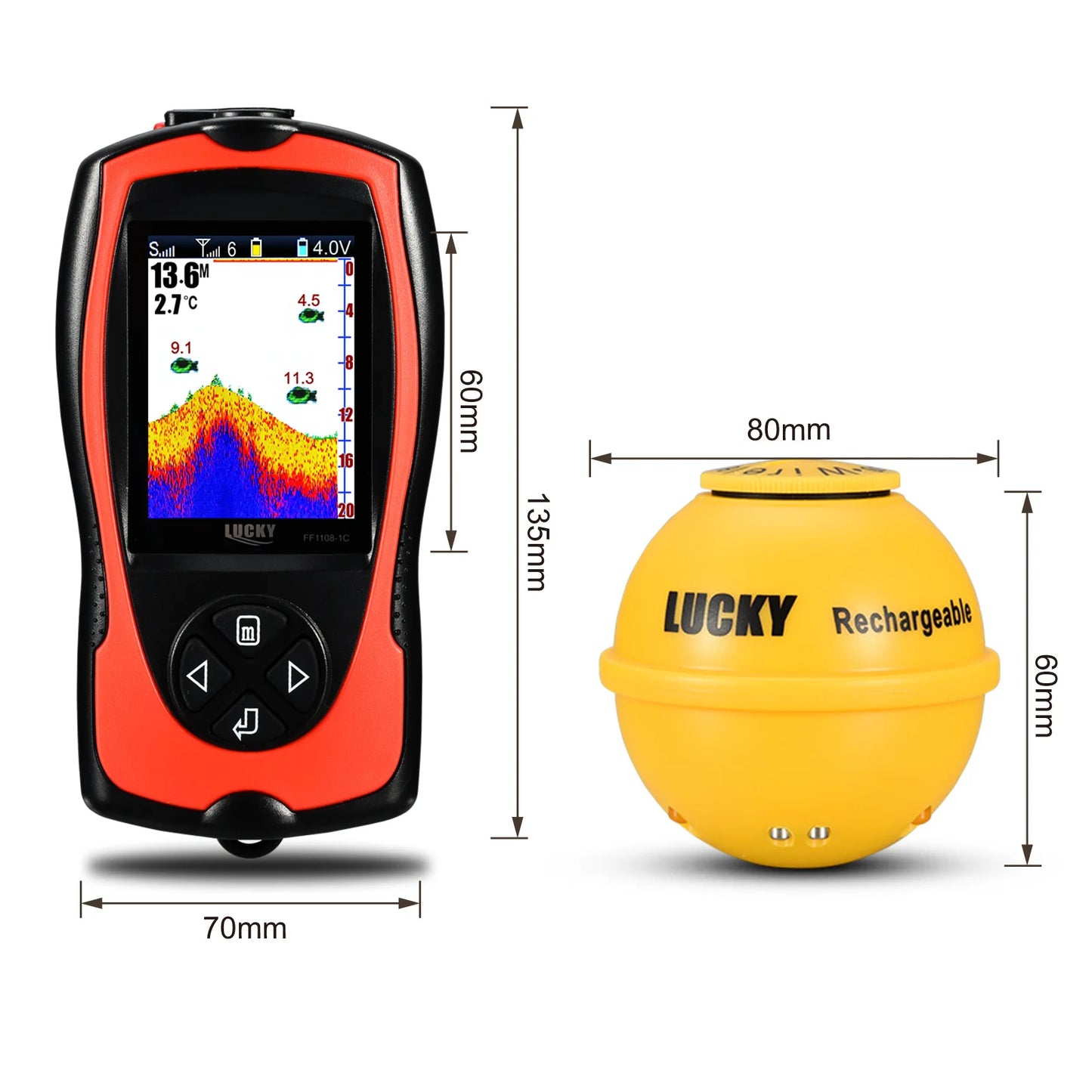 Détecteur Poisson Portable LUCKY Sonar FF1108-1CWLA Sans Fil Rechargeable, 45m