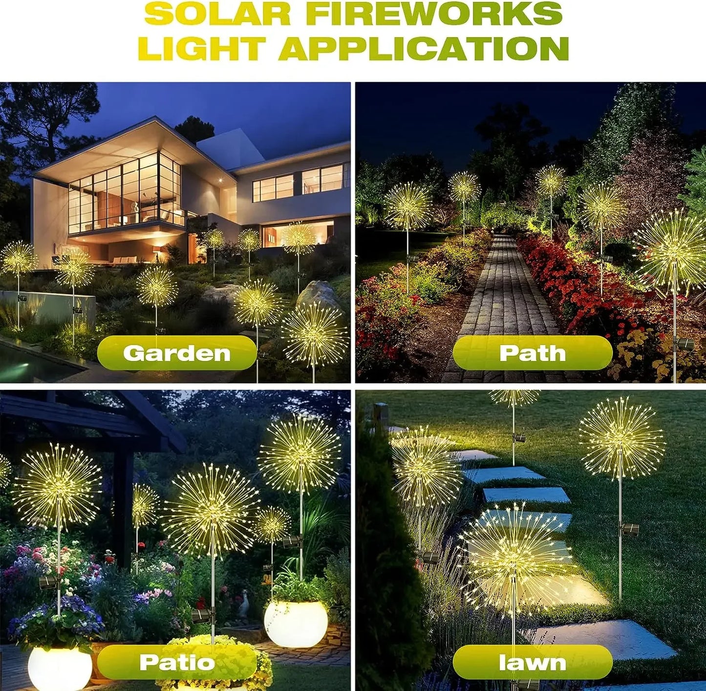 Lumières Solaires LED Feu d'Artifice - Décoration Jardin Étanche