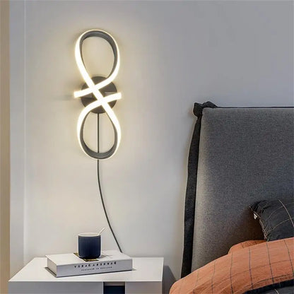 Modern Minimalist Wall Lamps Living Room Bedroom Bedside Luster AC90V-260V LED Indoor black white Lamp Aisle Lighting decoration