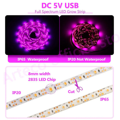 Bande Lumineuse USB LED pour la Croissance des Plantes, plantation, lumière,led