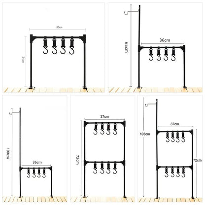Étagère suspendue pour ustensiles de camping, aluminium ultraléger, avec crochets