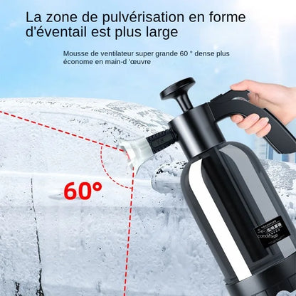 Pulvérisateur 2L avec 3 buses pour lavage voiture, mousse, nettoyage vitres.