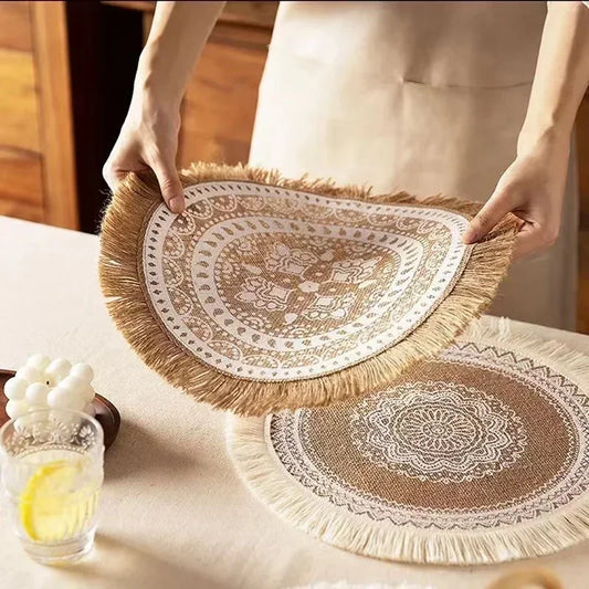 Set de Table en Jute Antidérapant - Élégance Naturelle pour Table à Manger