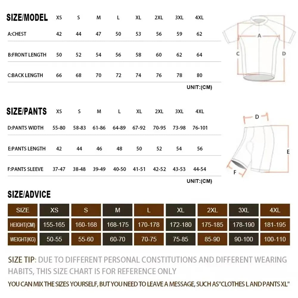 Ensemble cyclisme été homme 2023, maillot manches courtes + cuissard, respirant