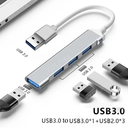 Hub USB 3.0 4 ports haute vitesse type C pour PC, 5Gbps