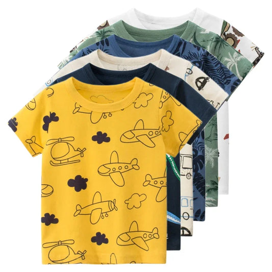 T-shirt Enfant en Coton Imprimé Voitures - Garçons et Filles - Manches Courtes