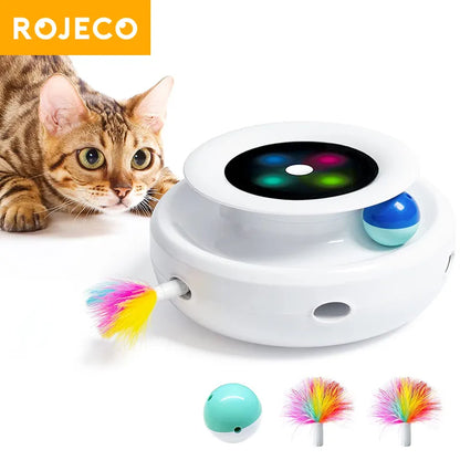 Jouets Intelligents 2-en-1 pour Chat - Plume et Balle Automatique - 5 Modes