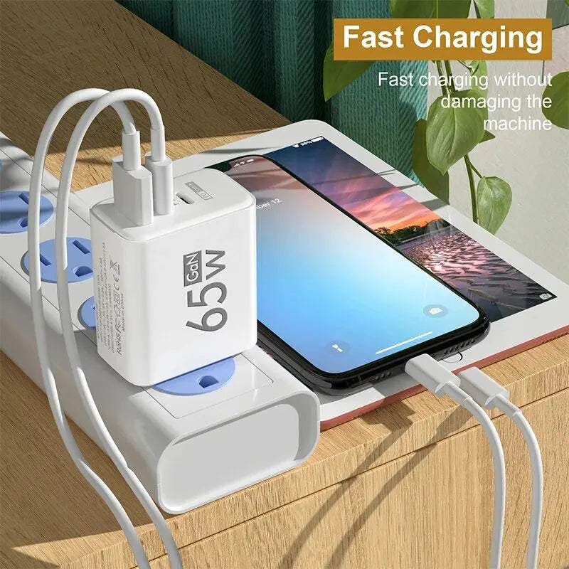 Chargeur USB Type C rapide 65W - PD 3.0 - Adaptateur mural pour téléphone