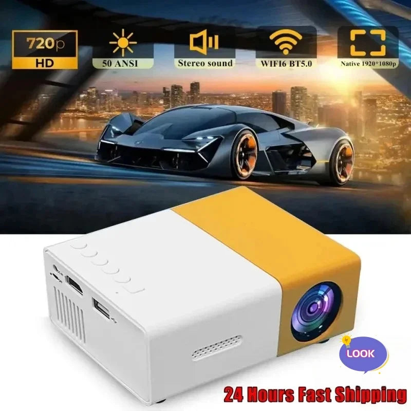 Mini projecteur portable pour home cinéma, TV smart, 3D LED, 4K 1080P via HD.