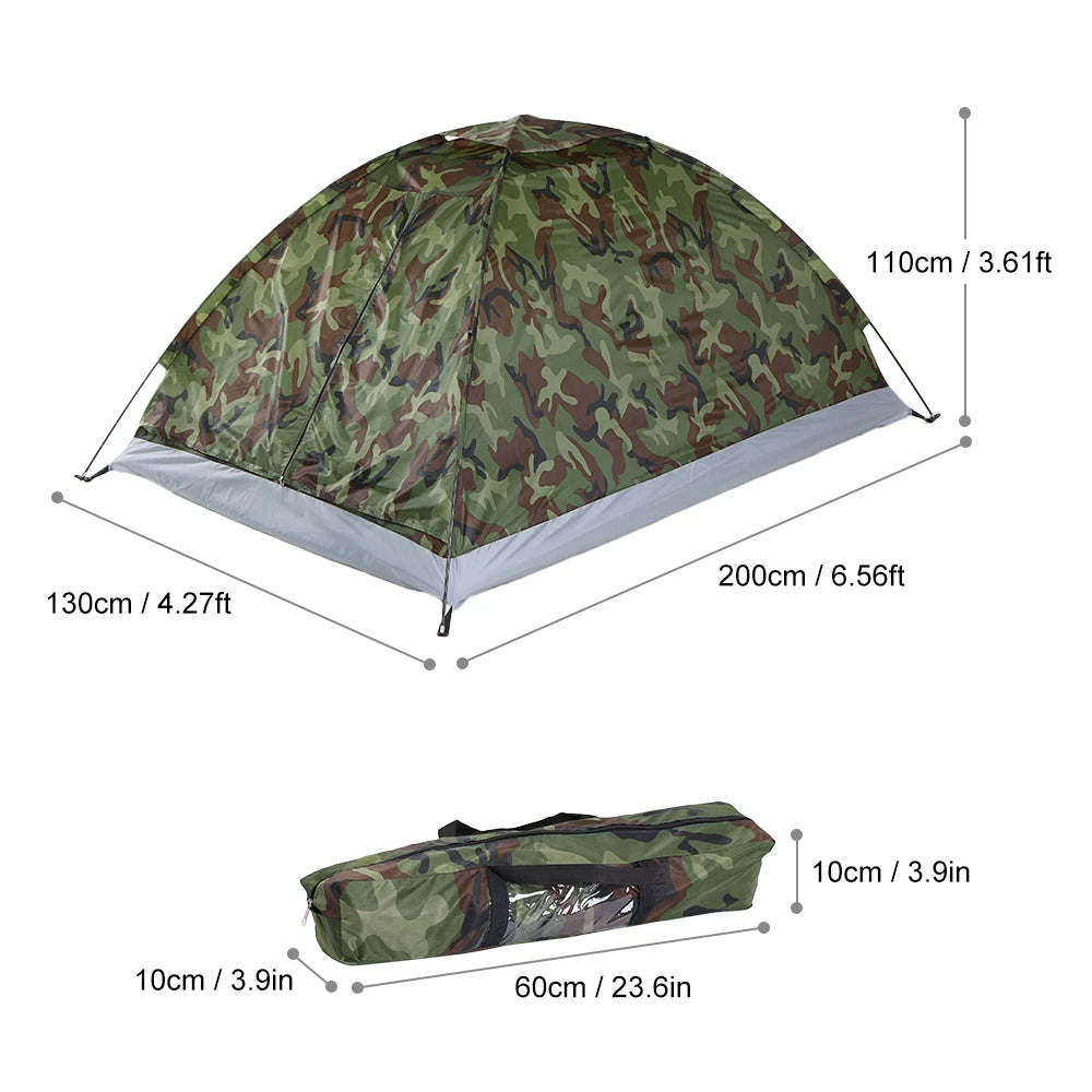 Tente de camping imperméable, coupe-vent et anti-UV pour 1 à 2 personnes, robuste et renforcée