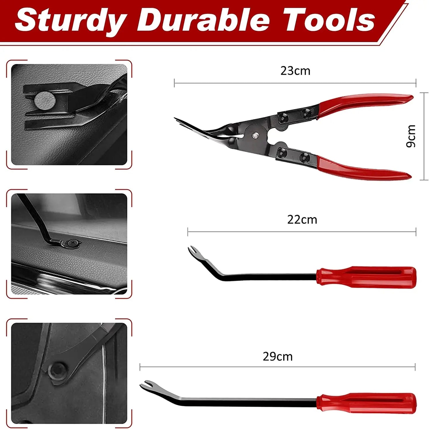 Ensemble d'outils de démontage de garniture intérieure de voiture pour retirer les clips et panneaux en plastique.