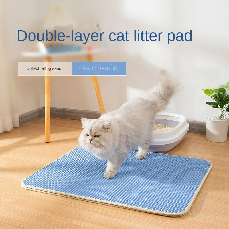 Double Tapis pour litière de chat - Imperméable et anti-urine - Facile à nettoyer - Antidérapant - Grand format