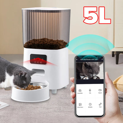 Distributeur Automatique de Nourriture pour Chat avec Caméra - Audio Bidirectionnel - Contrôle à Distance