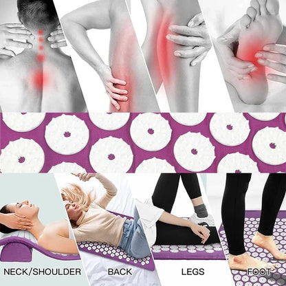 Coussins de massage yoga violets avec grands points de contact pour le cou, le dos et les pieds