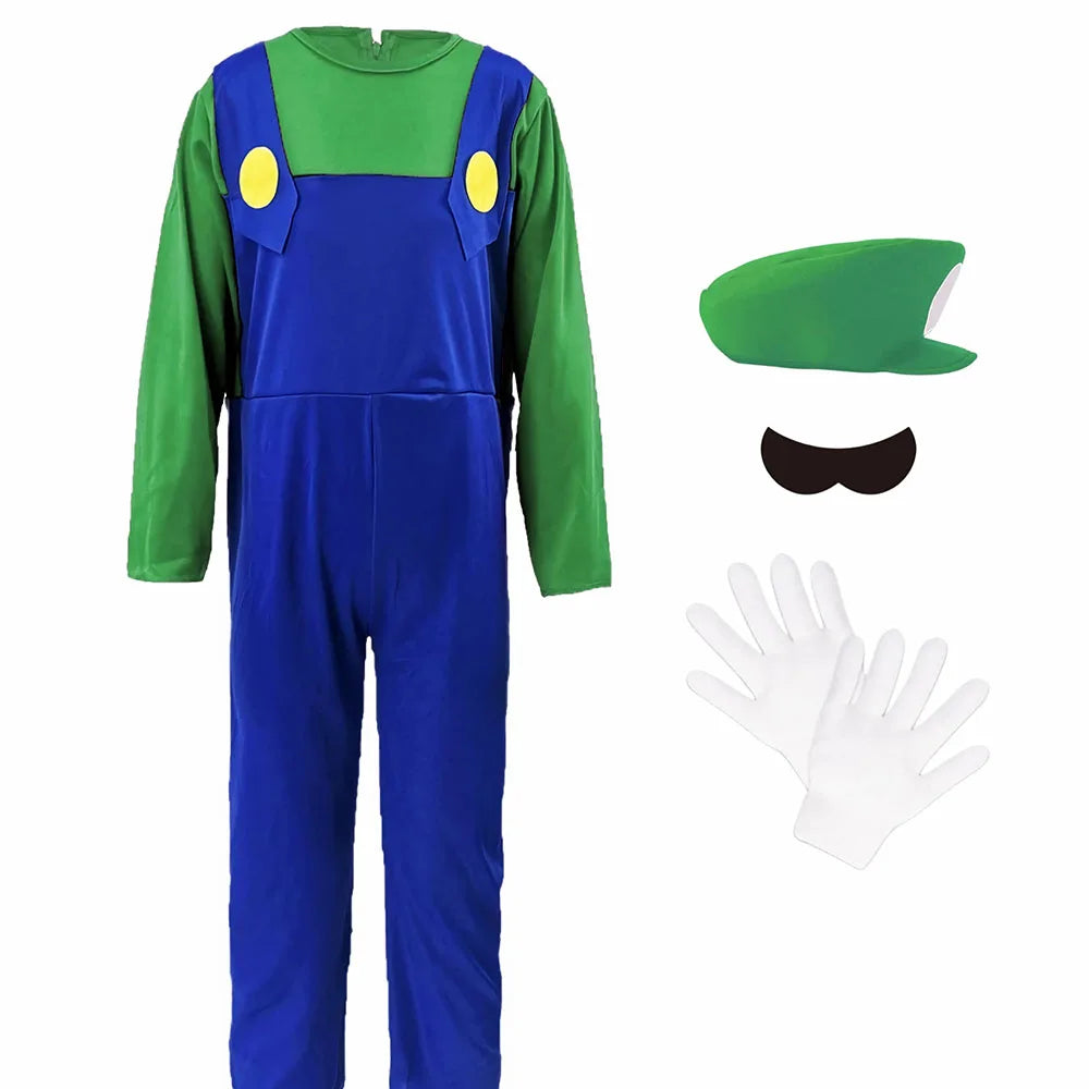 Déguisement Bros Halloween Cosplay Costume Tenues Hommes Femme, dessins animés