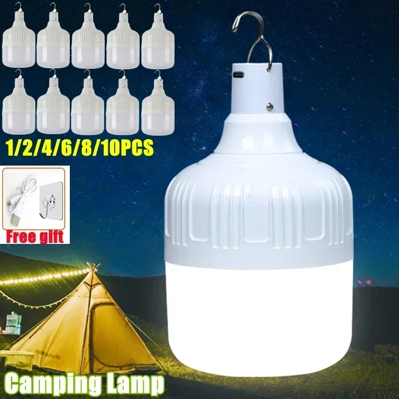 Lot de 1 à 10 Lampes Camping LED Rechargeables USB - Lanterne Portable Crochet