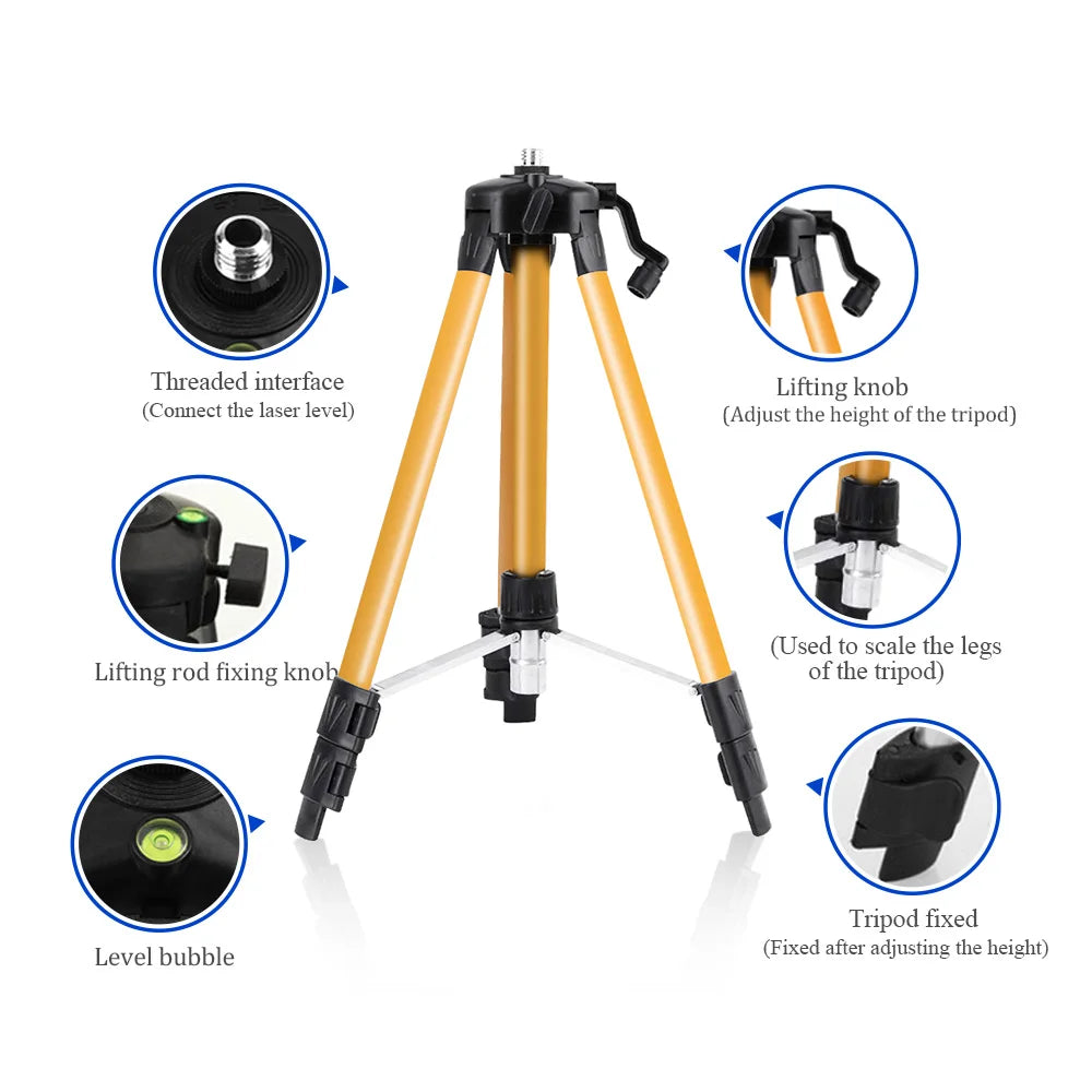 Laser Level Tripod Adjustable Height Metal Bracket With 5/8" Adapter Anti-corrosion coating