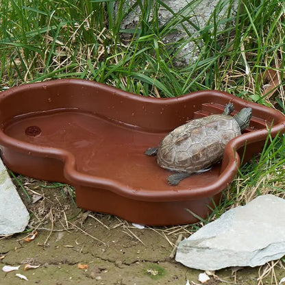 Baignoire reptile avec rampe et plateforme. Décoration aquarium pour tortue