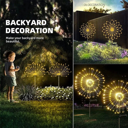 Lumières Solaires LED Feu d'Artifice - Décoration Jardin Étanche