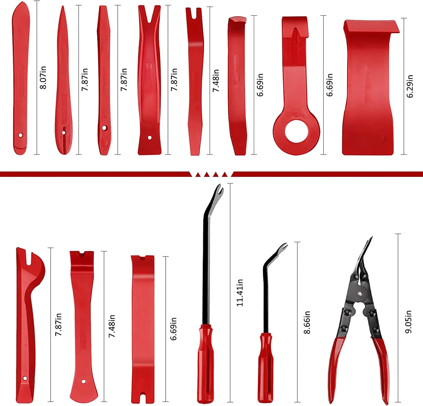 Ensemble d'outils de démontage de garniture intérieure de voiture pour retirer les clips et panneaux en plastique.