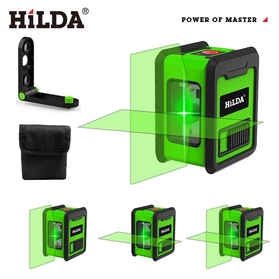 Niveau laser Hilda 2 mini lignes, auto-nivelant, faisceaux verts, croix horizontal et vertical