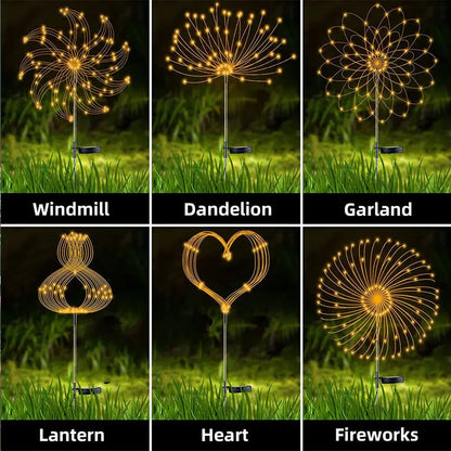 Lumières Solaires LED Feu d'Artifice - Décoration Jardin Étanche