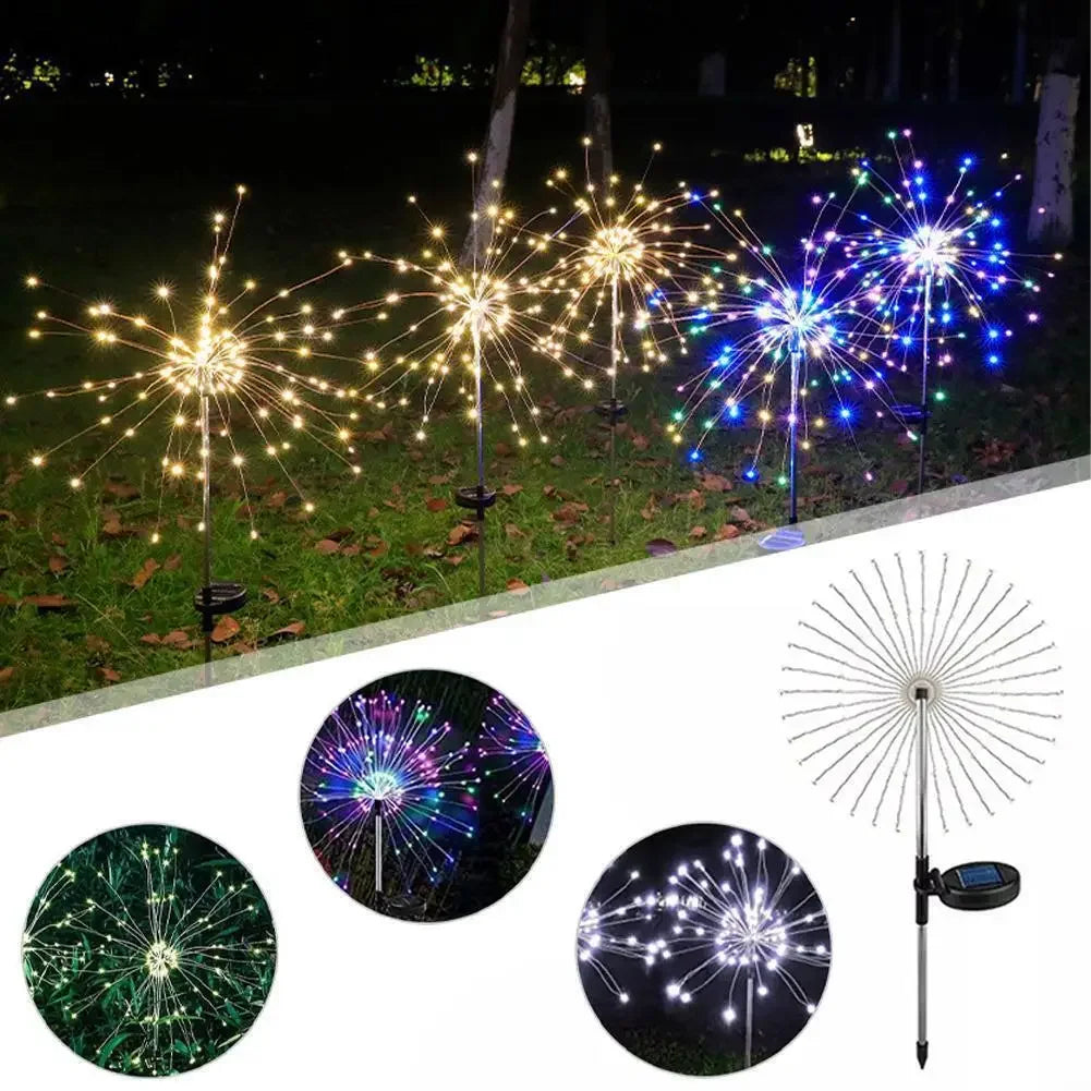 Lumières Solaires LED Feu d'Artifice - Décoration Jardin Étanche