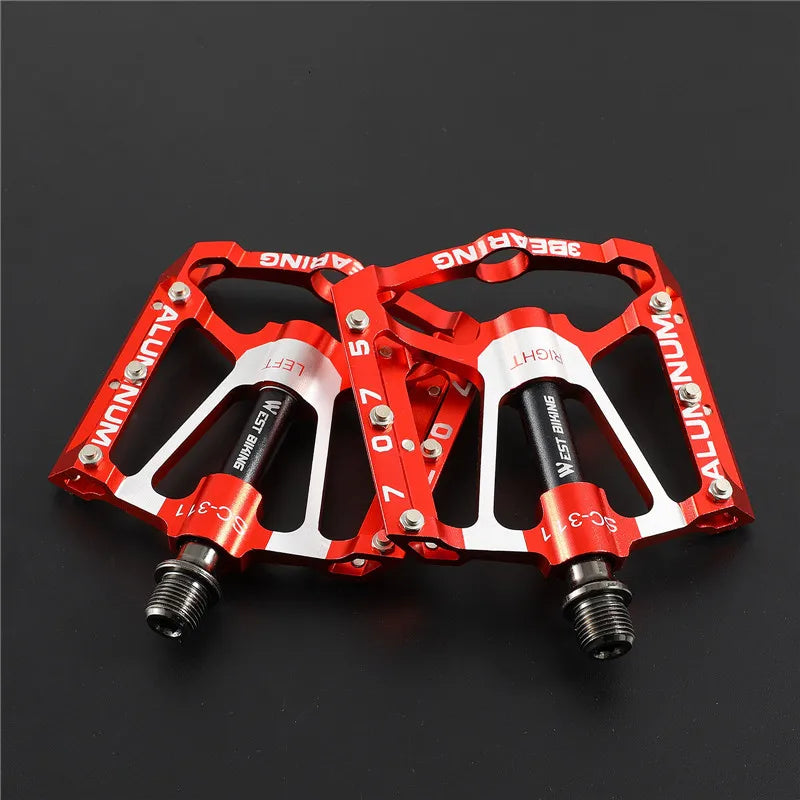 WEST BIKING Anti-slip Cycling Pedals 9/16" Ultralight DU Bearing MTB Mountain Road Widen Bike Pedal Aluminum Alloy Bicycle Pedal